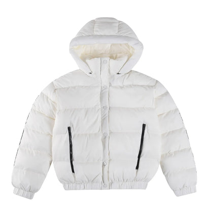 White Winter Jacket for Women – Hooded Thick Warm Padded Coat