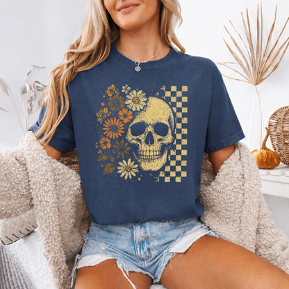 Skull & Flowers Firefly Comfort Colors T-Shirt | Halloween Graphic Tee