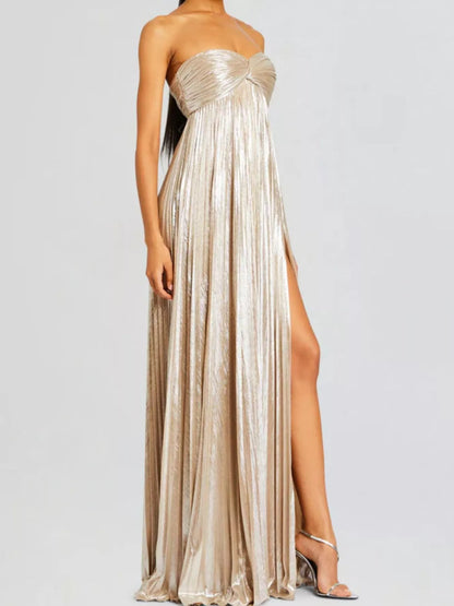 Split Sweetheart Neck Tube Maxi Dress