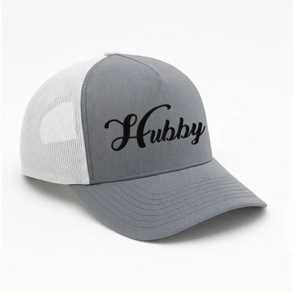Embroidered Hubby Trucker Hat – Classic Mesh Cap for Wedding or Anniversary