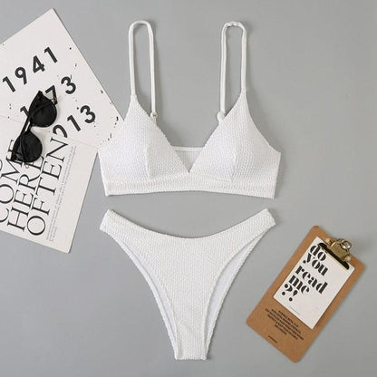 Women One-Shoulder Bikini Swimsuit Women Push Up Swimwear Women's Bathing Suit Comfortable Bikini Ribbed Two Piece Swimsuit Bikini Set Summer Bathing Suit Beach Wear Swimming Suit
